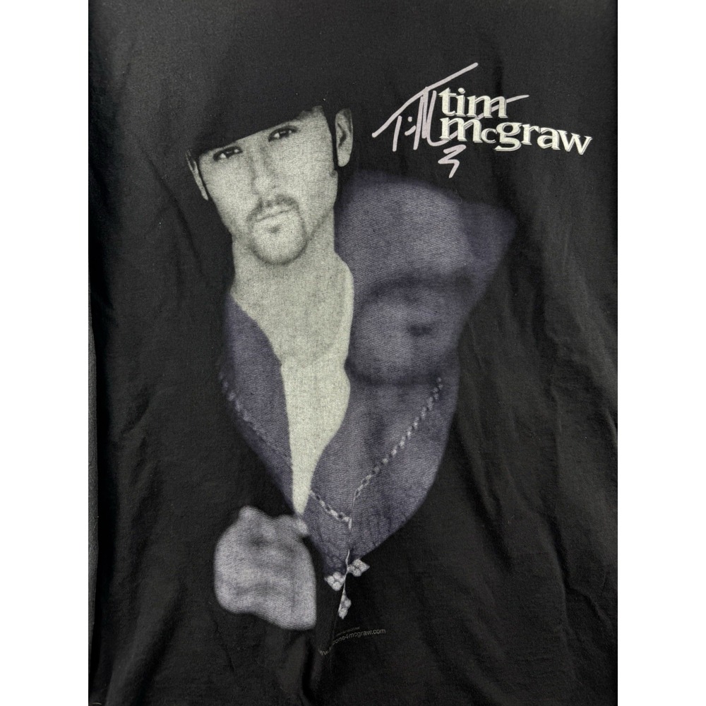 Vintage Murina TIM MCGRAW Long Sleeve T-Shirt Black Graphic Mens XL 90s Country - Picture 3 of 8
